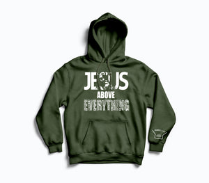 Jesus Above Everything Army Green Hoodie